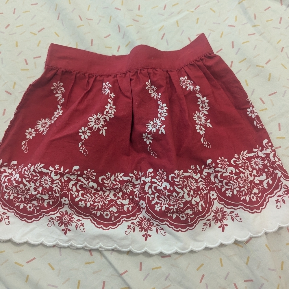 Janie and Jack Red and White Floral Mini Skirt